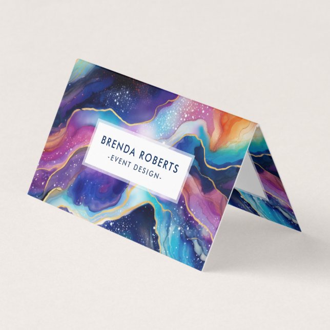Colourful Glittery Agate Texture Background Business Card (Front)