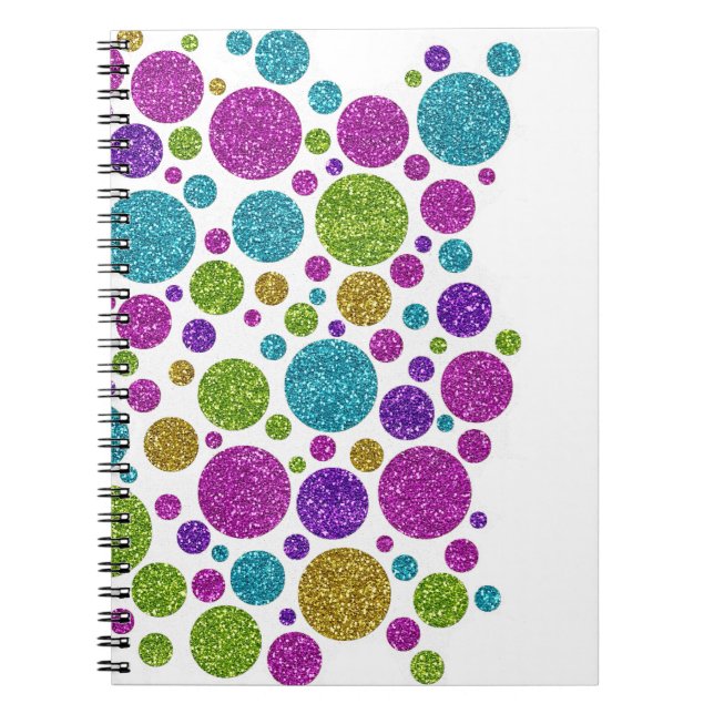 Colourful Glittery Dots on Any Colour Guestbook Notebook (Front)