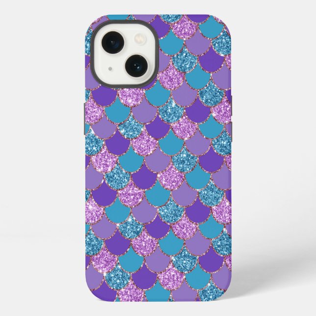 Colourful glittery mermaid scales pattern iPhone case (Back)