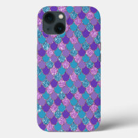 Colourful glittery mermaid scales pattern