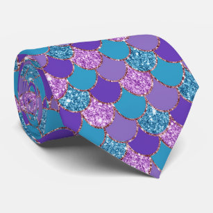 Colourful glittery mermaid scales pattern tie