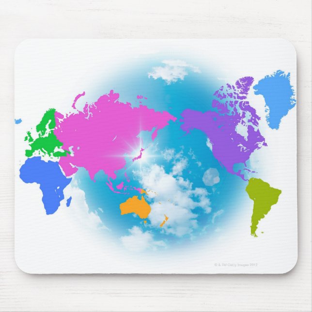 Colourful Global Map Mouse Pad (Front)