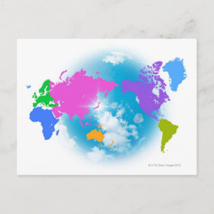 Colourful Global Map Postcard