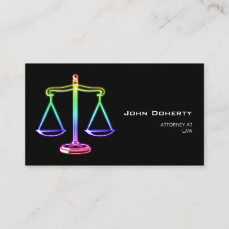 Colourful Glow Scales of Justice Business Card