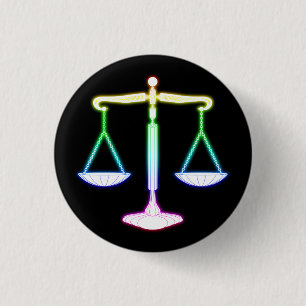Colourful Glow Scales of Justice   Unique Gifts 3 Cm Round Badge
