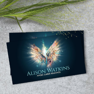 Colourful glowing Angel wings Business Card