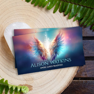 Colourful glowing Angel wings   Business Card