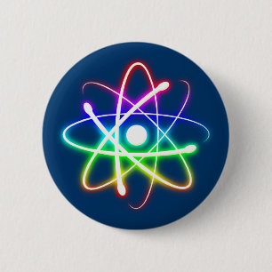 Colourful Glowing Atom 6 Cm Round Badge