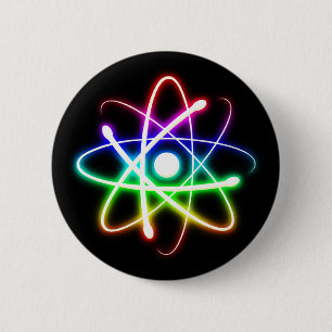 Colourful Glowing Atom   Geek Cool Gifts 6 Cm Round Badge