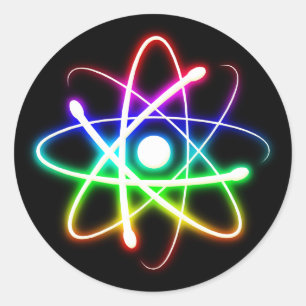 Colourful Glowing Atom   Geek Gifts Classic Round Sticker