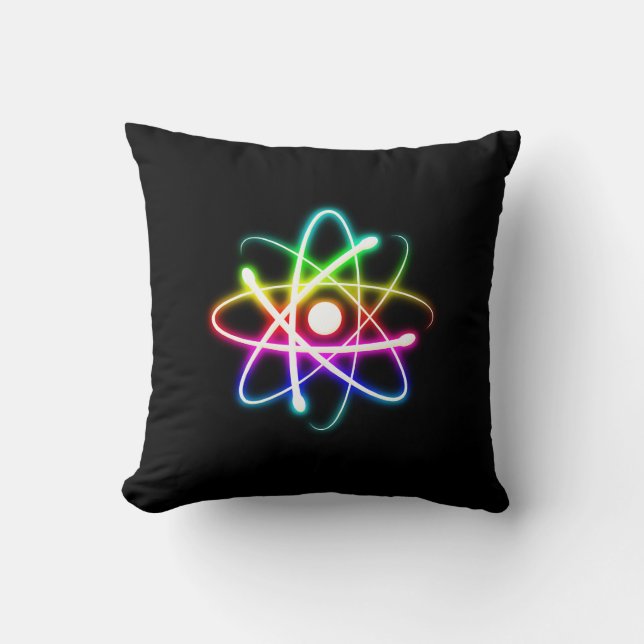 Colourful Glowing Atom | Geek Gifts Cushion (Front)