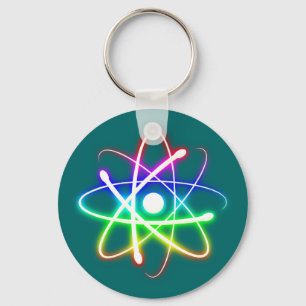 Colourful Glowing Atom Geek Key Ring
