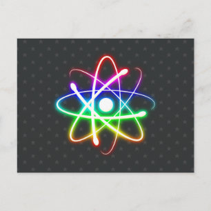 Colourful Glowing Atom - Greetings Postcard