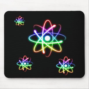 Colourful Glowing Atoms Science Gift Mouse Pad