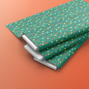 Colourful Glowing Christmas Lights   Mint Green Fabric