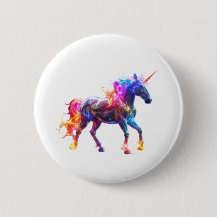Colourful Glowing Cute Unicorn 6 Cm Round Badge