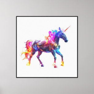 Colourful Glowing Cute Unicorn Canvas Print