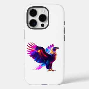 Colourful Glowing Eagle Art – Vibrant Neon Bird iPhone 16 Pro Case
