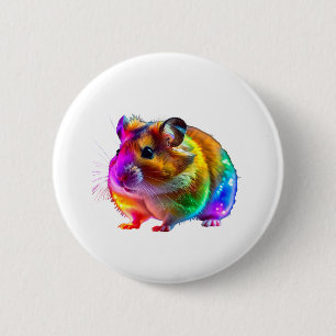 Colourful Glowing Hamster Art 6 Cm Round Badge