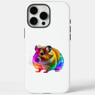Colourful Glowing Hamster Art iPhone 16 Pro Max Case
