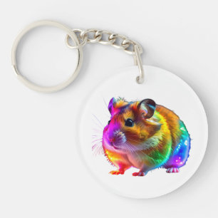 Colourful Glowing Hamster Art Key Ring