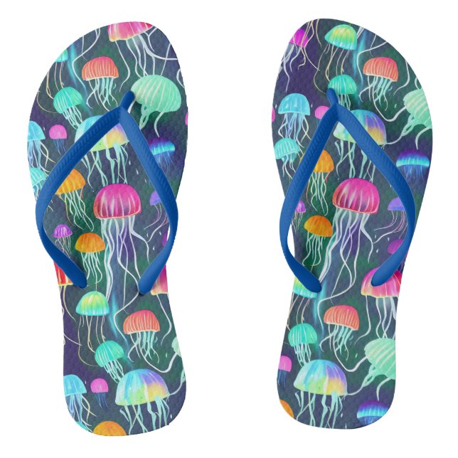 Colourful Glowing Jellyfish Jandals (Footbed)