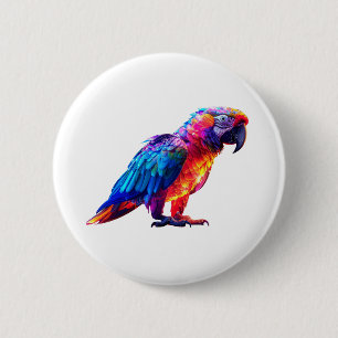 Colourful Glowing Parrot  6 Cm Round Badge