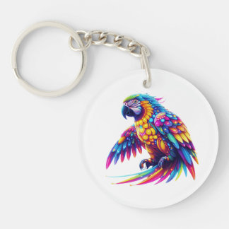 Colourful glowing parrot key ring