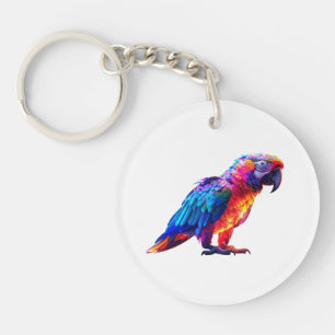 Colourful Glowing Parrot  Key Ring