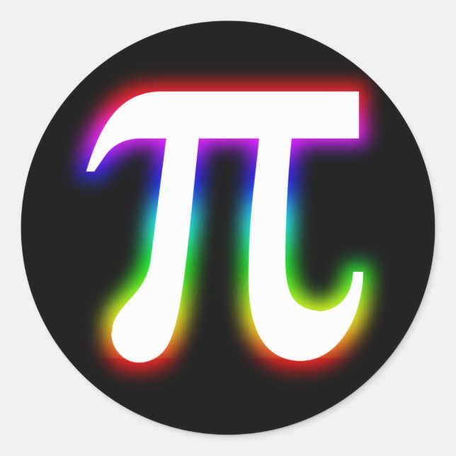 Colourful Glowing Pi | Math Classic Round Sticker (Front)