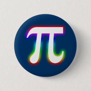 Colourful Glowing Pi Number   Math 6 Cm Round Badge