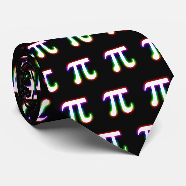 Colourful Glowing Pi Pattern | Geek Black Tie (Rolled)
