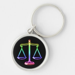 Colourful Glowing Scales of Justice Key Ring
