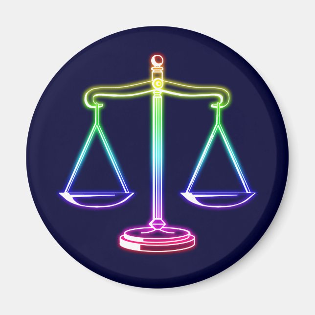 Colourful Glowing Scales of Justice Magnet (Front)