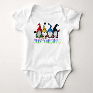 Colourful gnome elves Merry Christmas Baby Bodysuit
