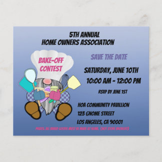 Colourful Gnome Save The Date Bake-off Contest Blu Flyer