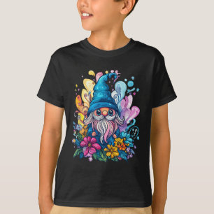 Colourful Gnome Surrounded By Vibrant Flowers T-Shirt