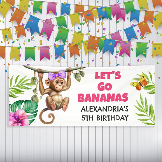 Colourful Go Bananas Monkey Jungle Child's Birthda Banner (Creator Uploaded)