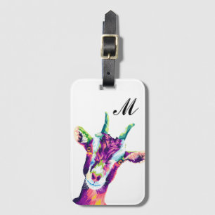 Colourful Goat Pop Art Monogram Luggage Tag