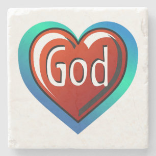 Colourful GOD Heart Stone Coaster