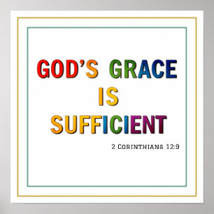 Colourful Gods Grace Is Sufficient Clean Scripture Poster