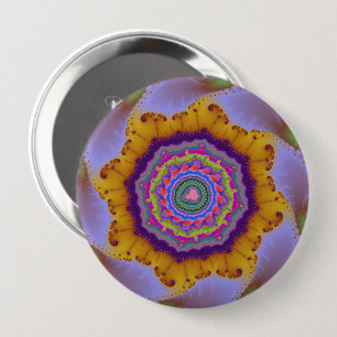 Colourful Gold and Purple Fractal 10 Cm Round Badge