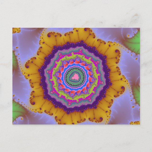 Colourful Gold and Purple Fractal Postcard (Front)