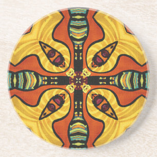 Colourful Gold and Red Coaster