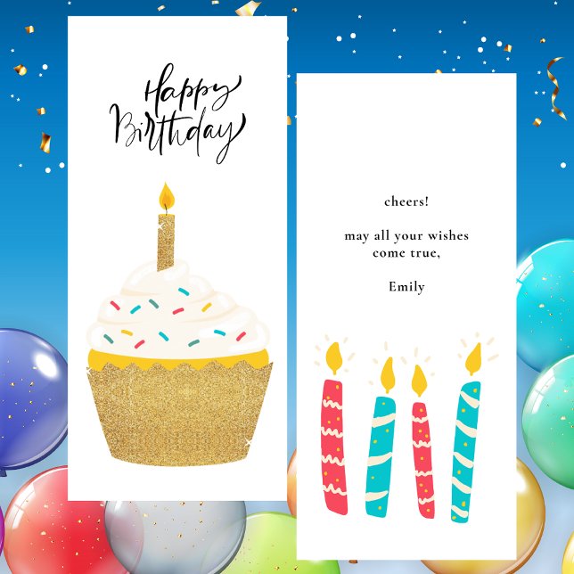Colourful Gold Birthday Black and White Flat Card (Creator Uploaded)