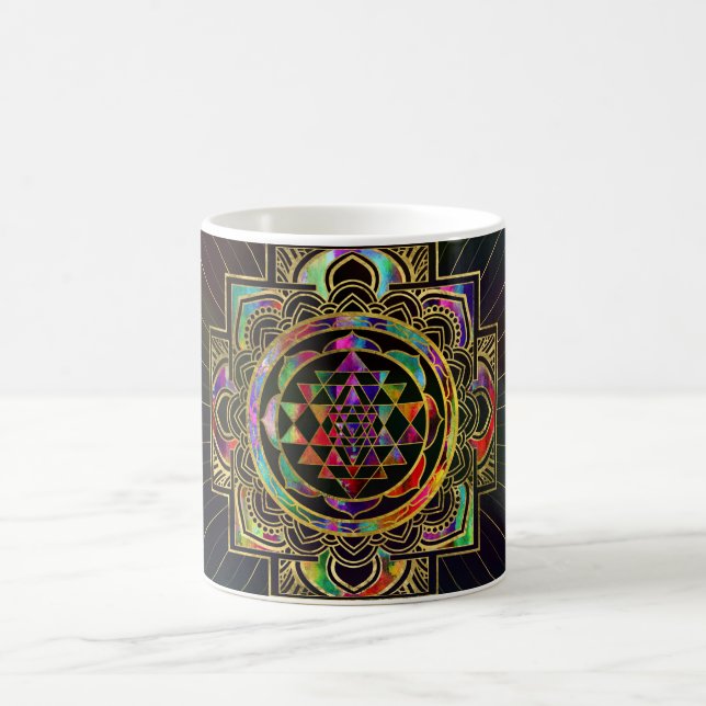 Colourful Gold framed Sri Yantra Sri Chakra Coffee Mug (Center)