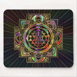 Colourful Gold framed Sri Yantra Sri Chakra Mouse Pad