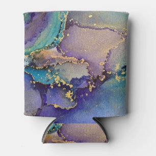 Colourful Gold Marbled Abstract Liquid Abstract Ar Can Cooler
