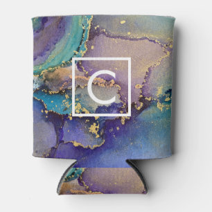 Colourful Gold Marbled Abstract Liquid Abstract Ar Can Cooler
