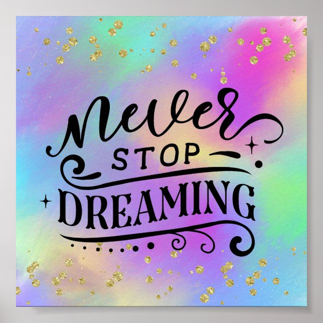 Colourful Gold Speckled  Inspirational Quote Poste Poster (Front)
